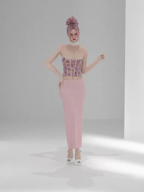 Robe bordeaux en dentelle, vue de dos, design de mode numérique, Ghazal Alidoost