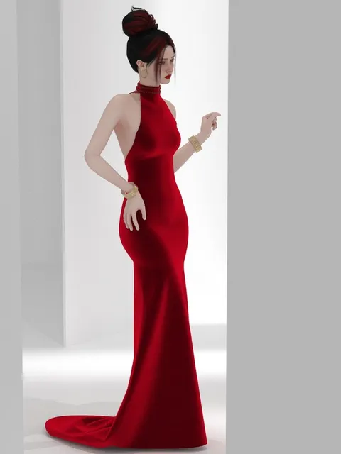 Robe sirène rouge, vue de face, design de mode numérique, Ghazal Alidoost
