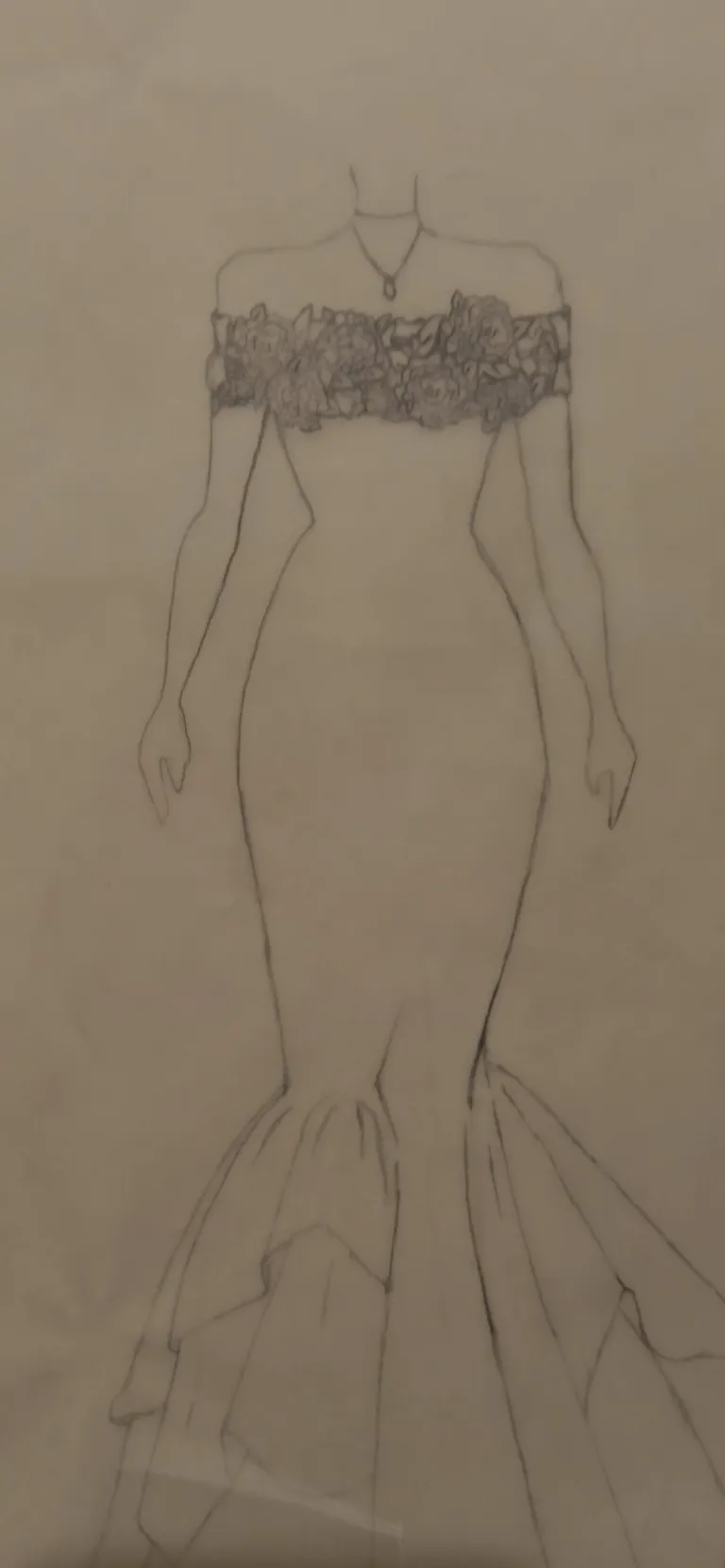 Fashion sketch: mermaid silhouette study, digital fashion design by Ghazal Alidoost