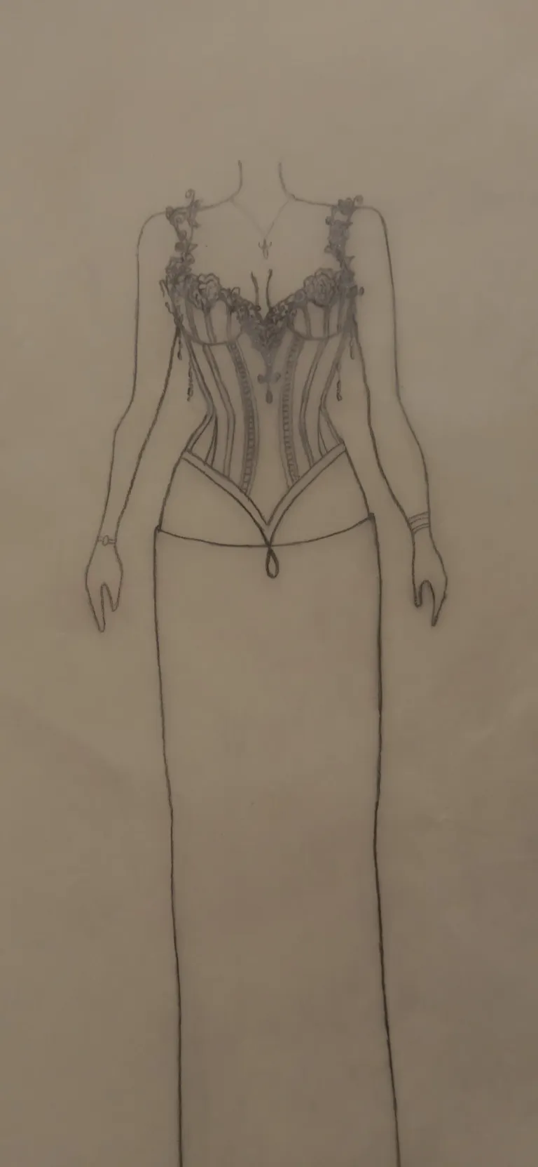 Fashion sketch: skirt construction study, digital fashion design by Ghazal Alidoost