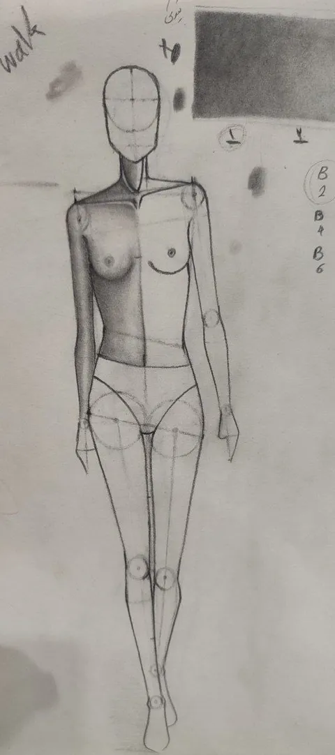 Figure drawing study, digital fashion design by Ghazal Alidoost