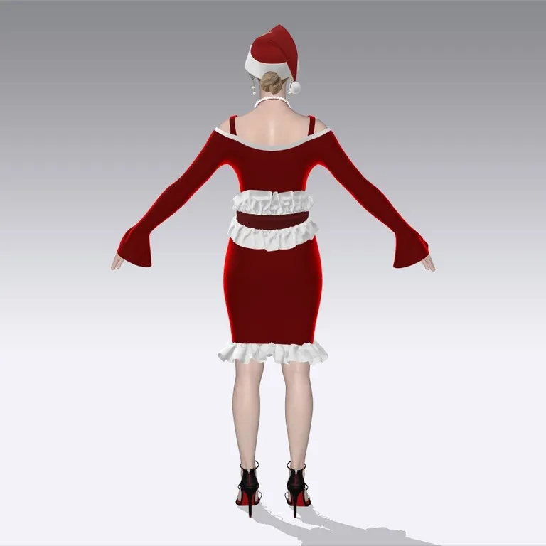 Robe festive rouge, autre vue, design de mode numérique, Ghazal Alidoost