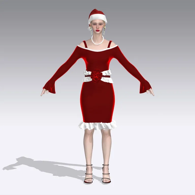 Robe festive rouge, détail, design de mode numérique, Ghazal Alidoost