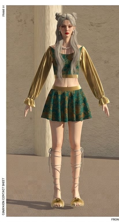 brocade pleat mini set