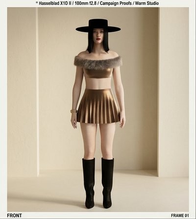bronze pleat fur set