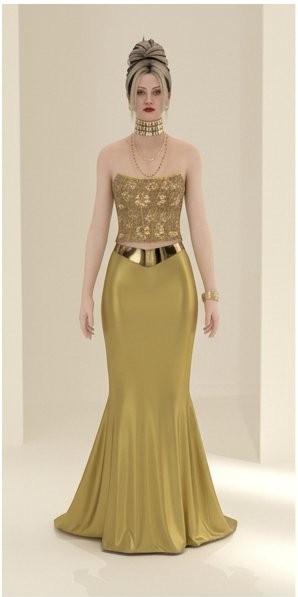 gold brocade mermaid