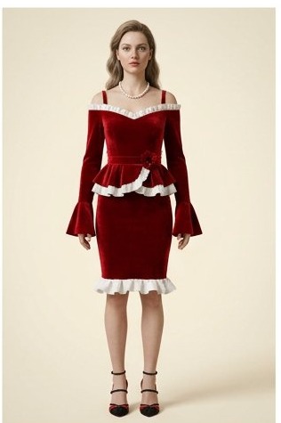 red velvet ruffle