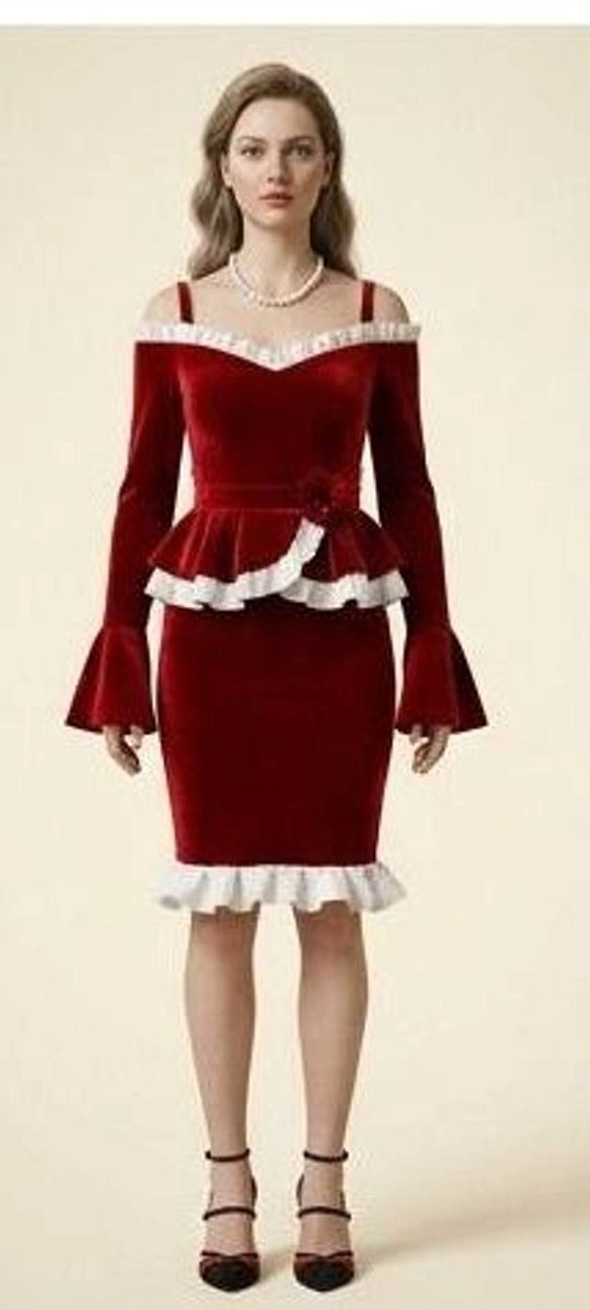 red velvet ruffle