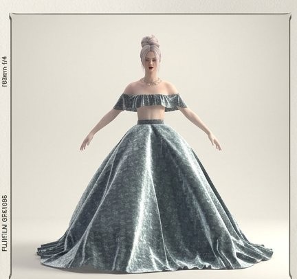 silver floral ballgown
